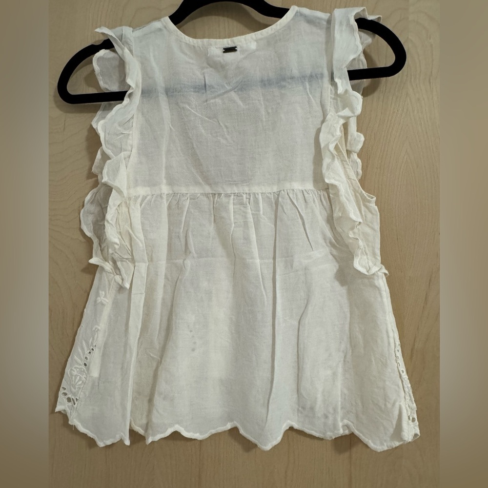 White Ruffle Embroidered Blouse - Picture 3 of 3